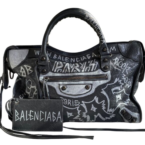 Balenciaga Handbags - Balenciaga Motocross Classic Graffiti City Bag